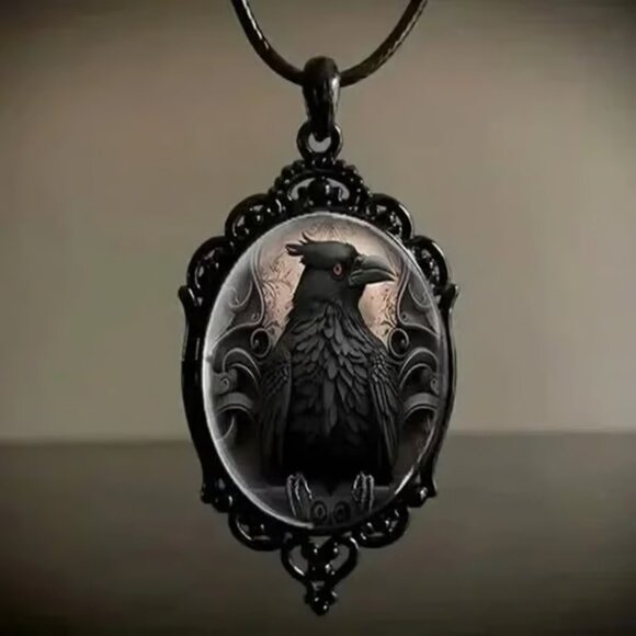 Independent Jewelry - Black Goth RAVEN Pendant Necklace